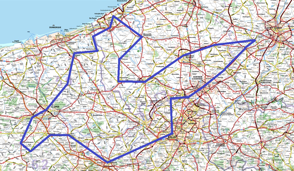 Geplande fietsroute Vlaanderen
